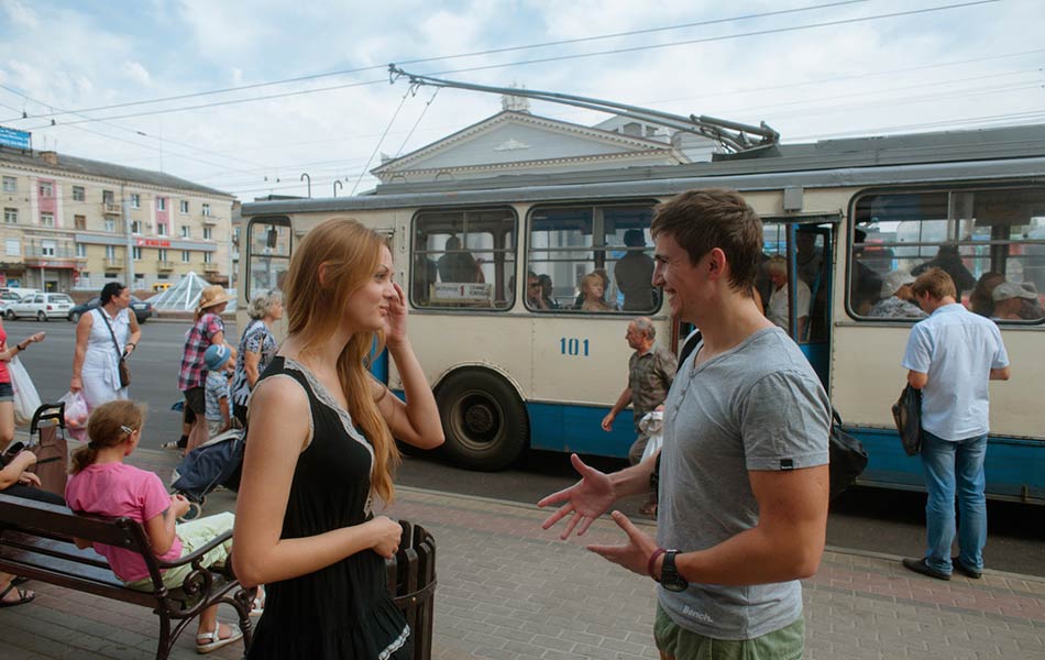 Oksana and Luka having a conversation